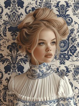 Fille hollandaise en bleu de Delft sur Carla Van Iersel