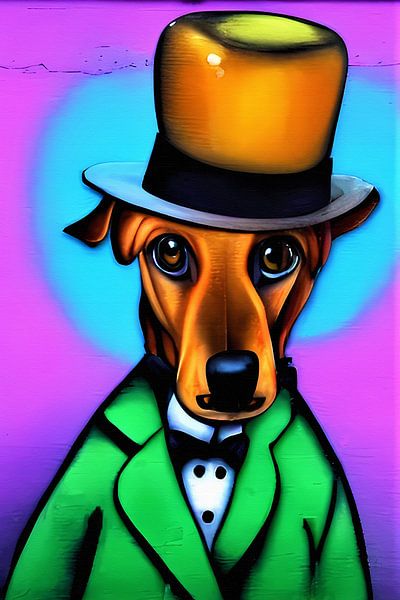 Graffiti style dachshund by Maud De Vries