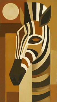 Afrikaanse zebra abstract kubisme minimalisme staand van TheXclusive Art