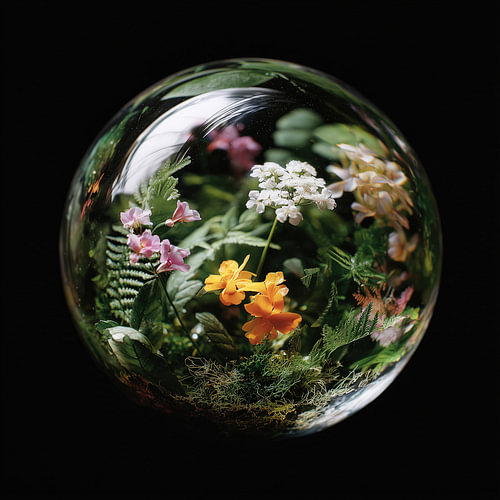Wilde bloemen in glazen bol