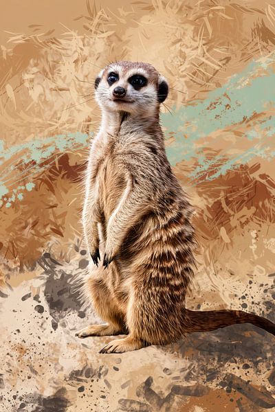 Erdmännchen mit abstraktem Hintergrund von Imperial Art House