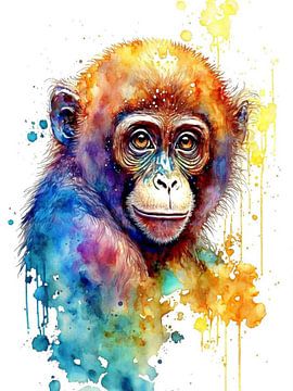 Affe Aquarell von Tan Nguyen