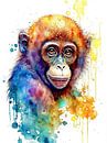 Monkey Water Color by Tan Nguyen thumbnail