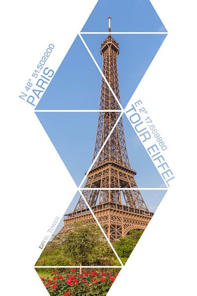 Coördinaten PARIS Eiffeltoren van Melanie Viola