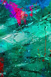 Modernes, abstraktes digitales Kunstwerk in Blau Grün Rot
