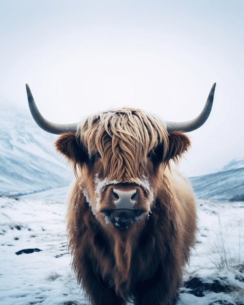 Highland cattle in the snow by fernlichtsicht