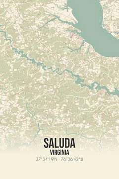 Vintage landkaart van Saluda (Virginia), USA. van Rezona
