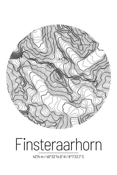Finsteraarhorn | Topographie de la carte (minimum) par ViaMapia