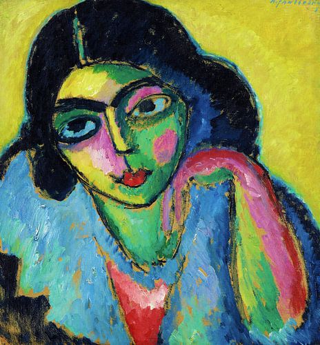 Alexej von Jawlensky,Zwart haar in gele achtergrond