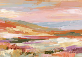 Abstract landscape in pastel pink and terracotta by Niklas Maximilian