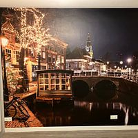 Kundenfoto: Die Stadt Alkmaar am Abend mit der Großen Kirche im Hintergrund von Jolanda Aalbers, auf nahtloser fototapete
