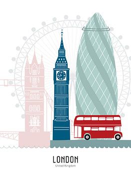 Skyline-Illustration der Stadt London in Farbe