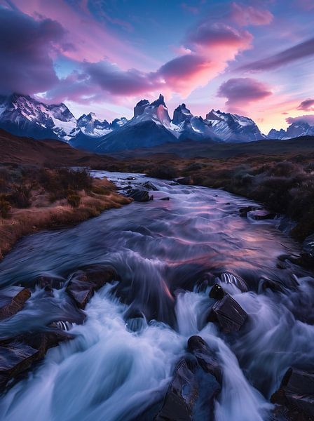 Berge umhüllt von Licht von fernlichtsicht
