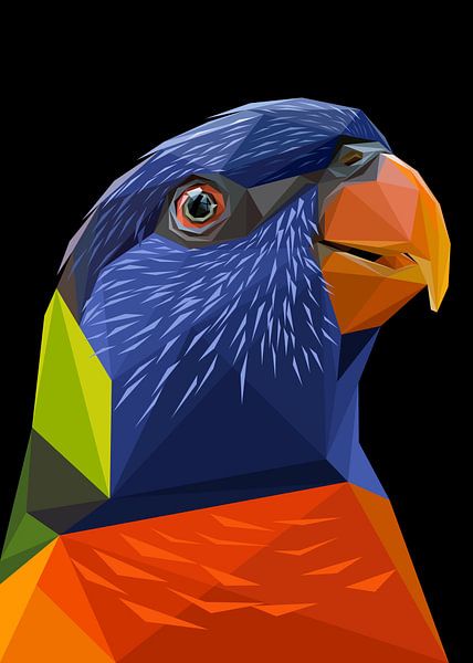 Abstract Low Poly The red-collared lorikeet Bird by Yoga Art 15