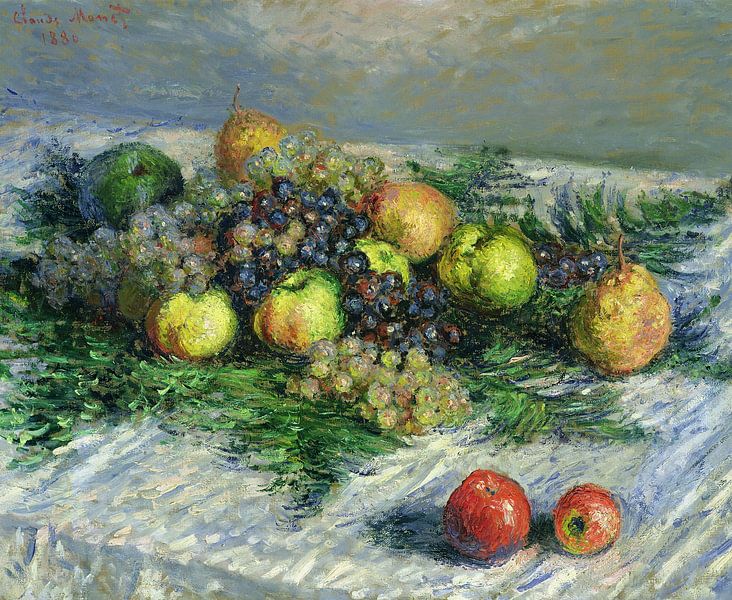 Claude Monet,Still life with pears and grapes by finemasterpiece
