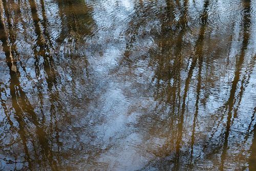 Winter reflection and flowing water