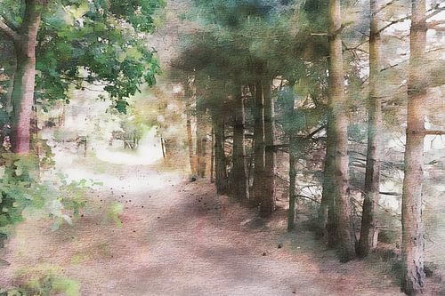Waldweg aquarellartig