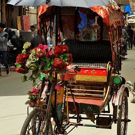 Rickshaw in Kathmandu, Nepal sur Xandra Ribbers