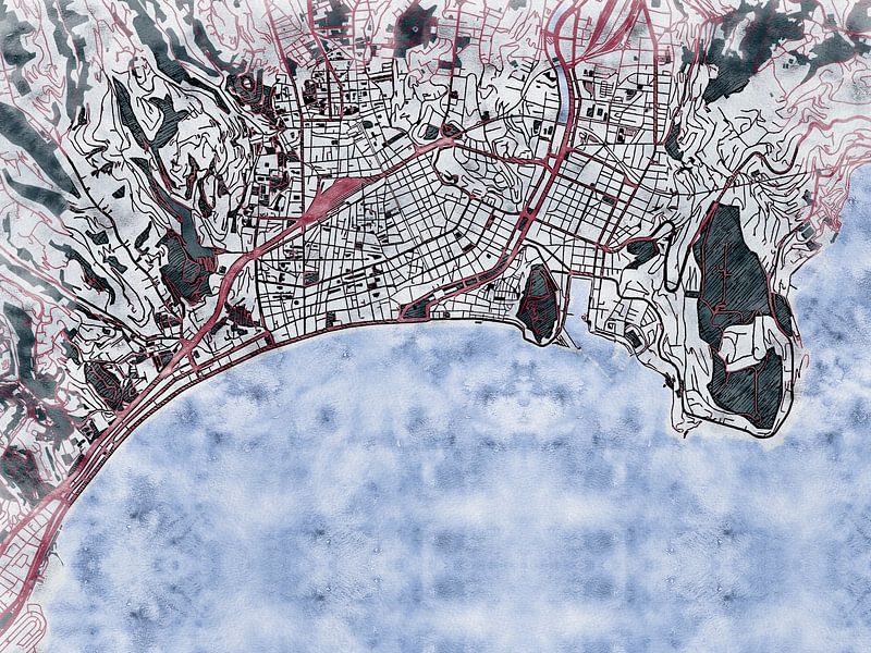 Carte de Nice centrum avec le style 'White Winter' par Maporia