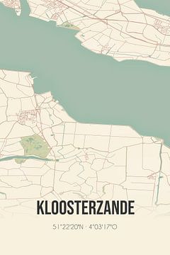 Alte Karte von Kloosterzande (Zeeland) von Rezona