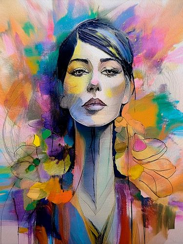 Modern kleurrijk portret van een vrouw