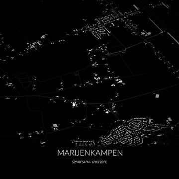 Zwart-witte landkaart van Marijenkampen, Overijssel. van Rezona