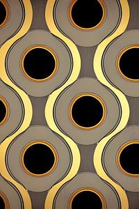 Jeu géométrique abstrait de cercles et de lignes dans des tons terreux, jaune or beige - motif Art d