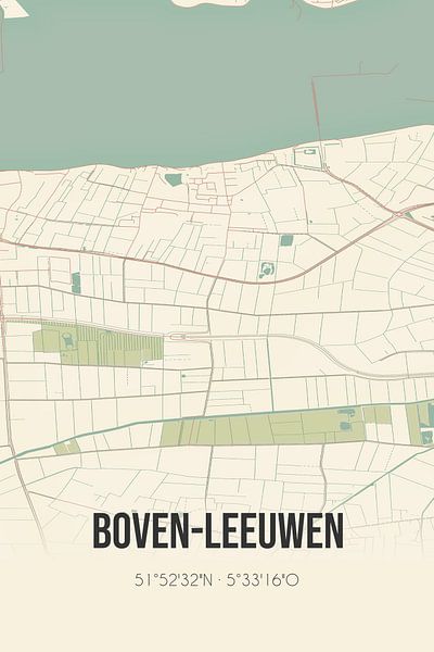 Alte Landkarte von Boven-Leeuwen (Gelderland) von Ortsdrucke