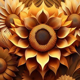 Zonnebloemen grafisch AI van Jörg B. Schubert