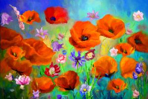 Blumenbild mit Mohn