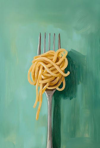 Spaghettigabel auf blaugrün I