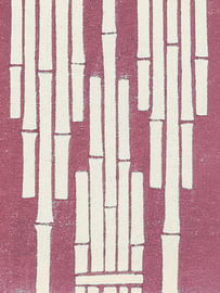 Vintage Japanse Prent: Minimalistisch Bamboe patroon in Koraalrood
