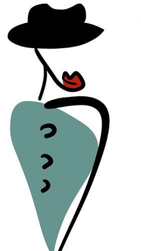 Dame élégante, dessin au trait abstrait