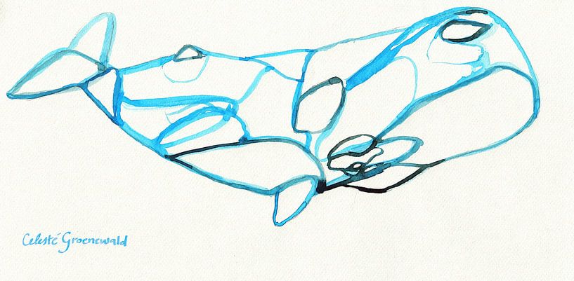 Minimalistische walvis van Celeste Groenewald