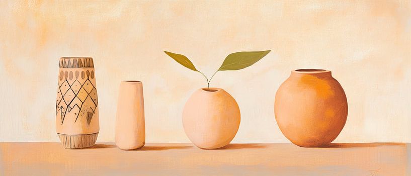 Artful vases with green shoots by Poster Art Shop