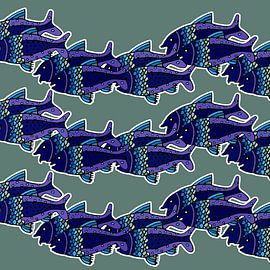 VISSEN zwemmend in rithmisch patroon by IYAAN