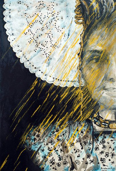 Portrait of a Zeeland girl in the golden rays of the sun by Ineke de Rijk