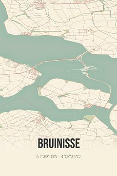 Vieille carte de Bruinisse (Zélande) sur Rezona