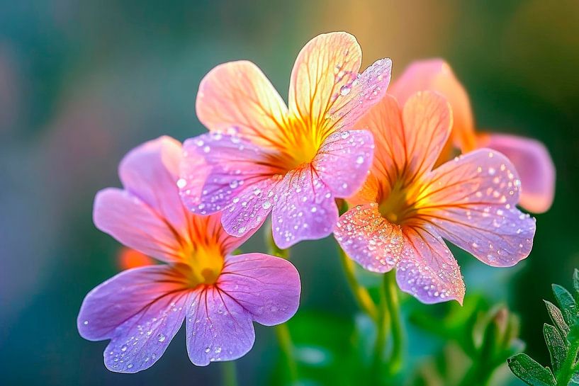 Delicate flowers with water droplets by Poster Art Shop
