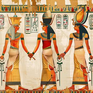 Egyptische muurschildering van Koffie Zwart
