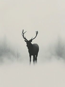Mystischer Morgen - Hirsche im Nebel von Eva Lee