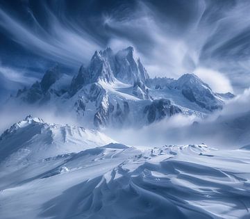 IJskristallen in de Alpen van fernlichtsicht