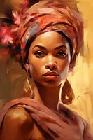 African woman in Sepia and Pink