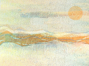 Landschaft Japandi Art Berge und Mond
