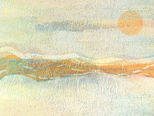 Landschap Japandi Kunst Bergen en maan