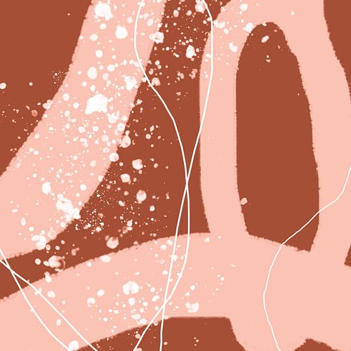 Abstract organic lines and shapes in terracotta and white no. 1