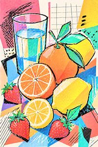 Früchte und  ein Glas Wasser