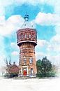 Watercolour painting of the Water Tower in Vlissingen, Zeeland by Danny de Klerk thumbnail