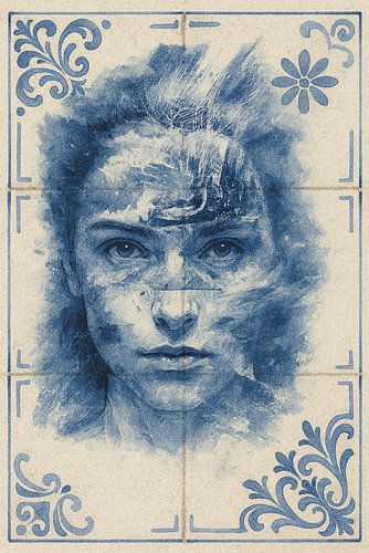 Portret in Delfts Blauw – kunstzinnige tegelstijl