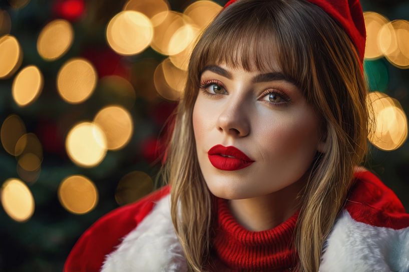 beautiful girl with santa claus costum by hisam colours